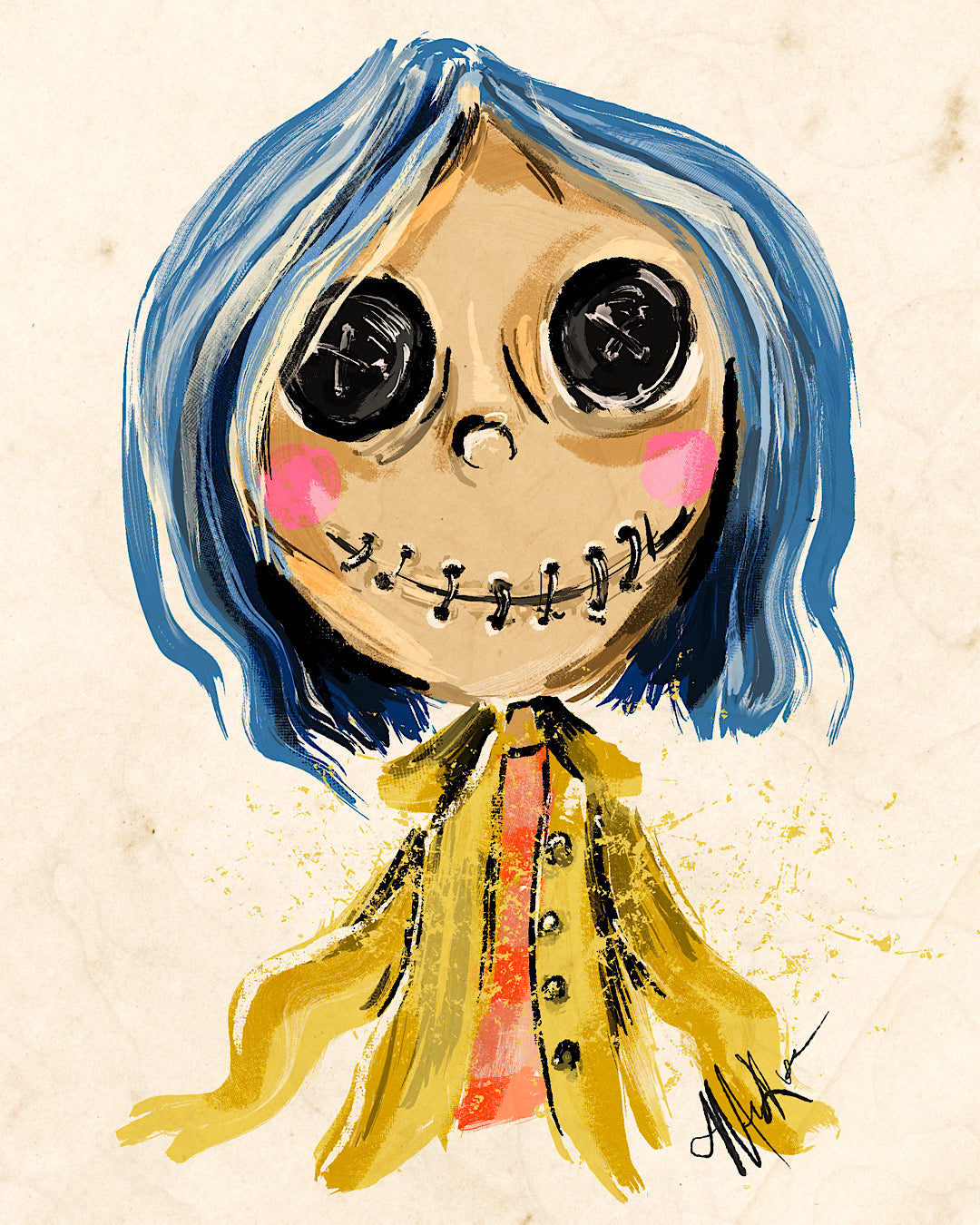 11x14 Button Girl Print