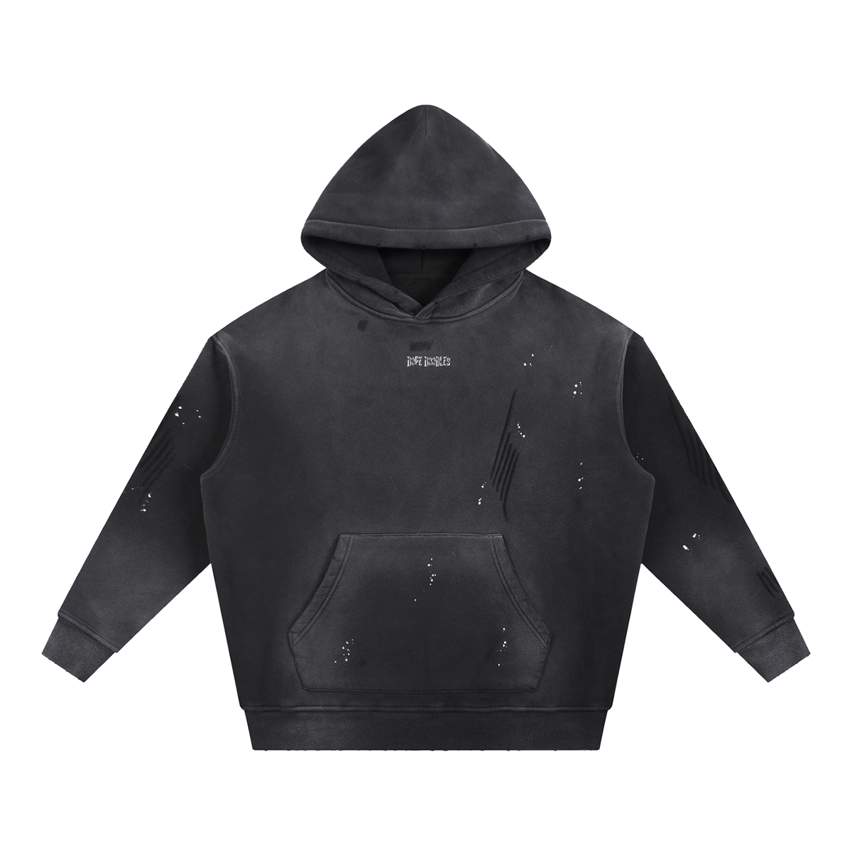 Lost Button Vintage Washed Frayed Fleece Hoodie