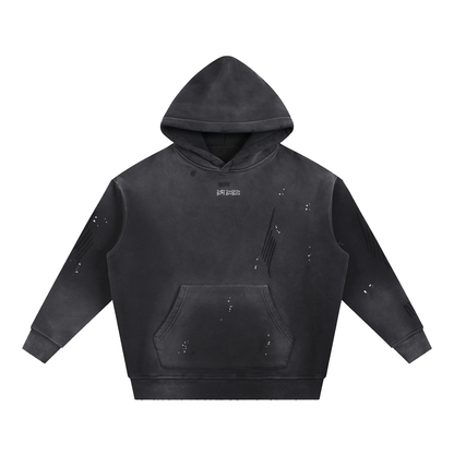 Lost Button Vintage Washed Frayed Fleece Hoodie