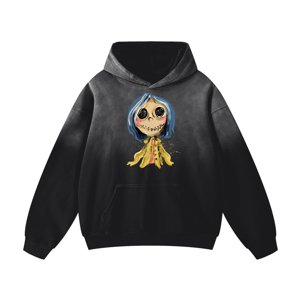 Button Girl Heavyweight Sunfade Oversized Hoodie